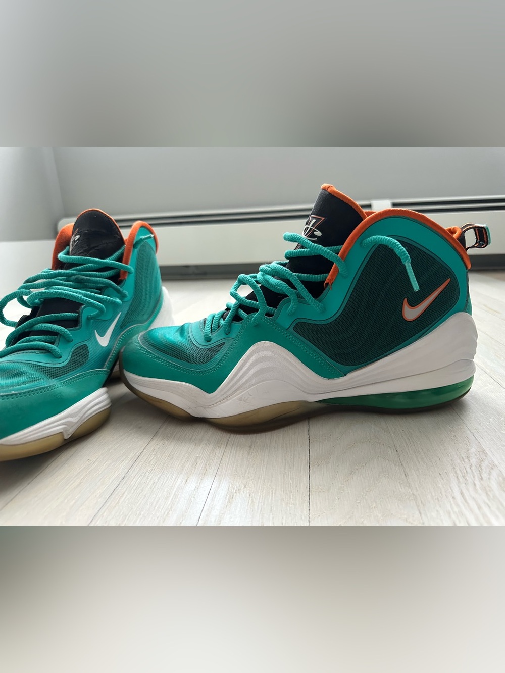 Nike Penny Hardaway Miami Dolphin Teal and Orange Sneakers